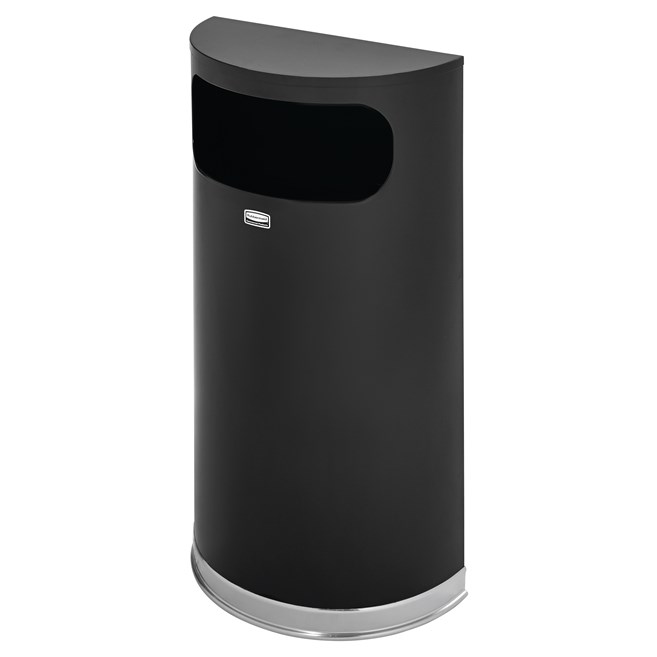 The Half Round 34 l FGSO8 Indoor Waste Container is made from heavy-gauge, fire-safe steel in a half-round design that fits flush against walls to conserve space. The sleek and functional design of this receptacle blends nicely with upscale interiors