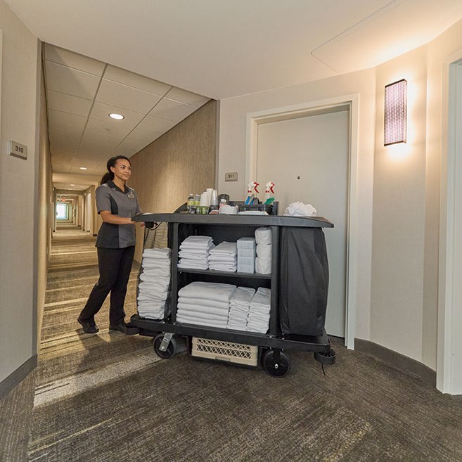 The Motorized Kit for Housekeeping Carts, boosted by PROPWR™ batteries, is the ideal choice for users who want the benefits of cordless motorized power to reduce user strain when moving heavy housekeeping loads.