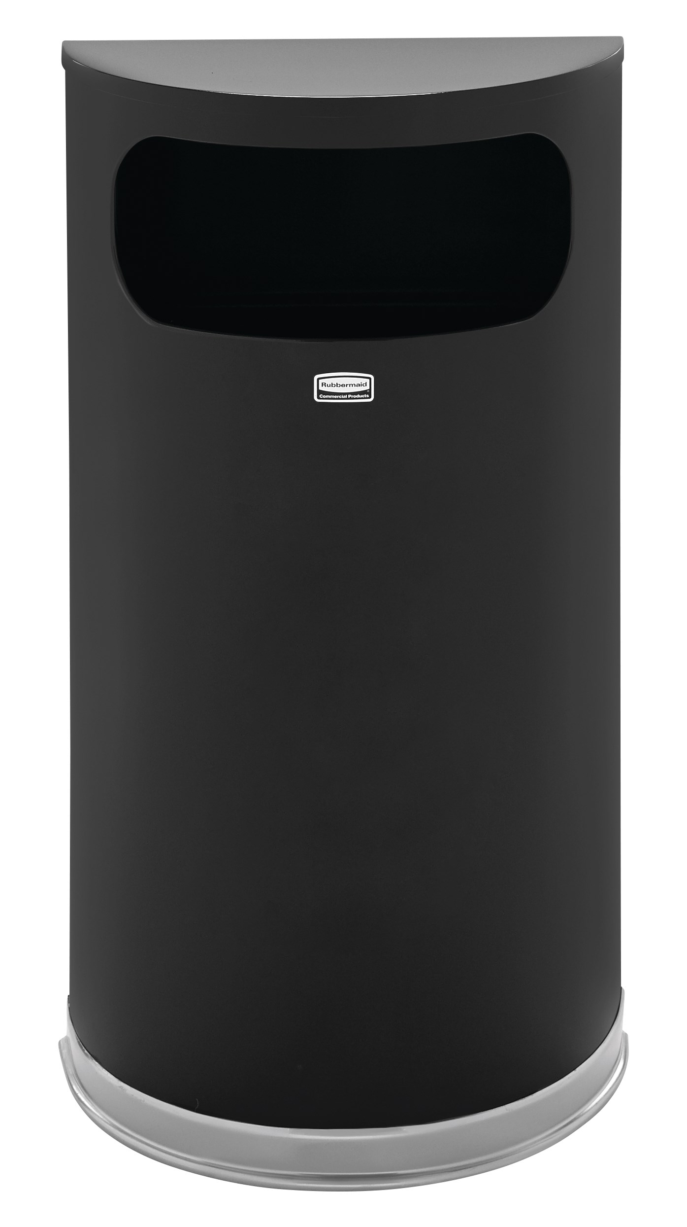 The Half Rounds Series indoor decorative waste container fits flush against walls to conserve space and reduce obstructions in high-traffic areas. The sleek and functional design of this receptacle blends seamlessly with upscale and modern indoor facilities.