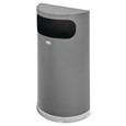 The Half Rounds Series indoor decorative waste container fits flush against walls to conserve space and reduce obstructions in high-traffic areas. The sleek and functional design of this receptacle blends seamlessly with upscale and modern indoor facilities.