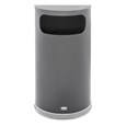 The Half Rounds Series indoor decorative waste container fits flush against walls to conserve space and reduce obstructions in high-traffic areas. The sleek and functional design of this receptacle blends seamlessly with upscale and modern indoor facilities.