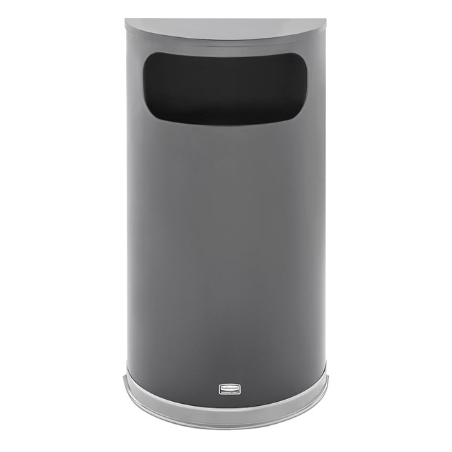 The Half Rounds Series indoor decorative waste container fits flush against walls to conserve space and reduce obstructions in high-traffic areas. The sleek and functional design of this receptacle blends seamlessly with upscale and modern indoor facilities.