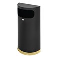 The Half Rounds Series indoor decorative waste container fits flush against walls to conserve space and reduce obstructions in high-traffic areas. The sleek and functional design of this receptacle blends seamlessly with upscale and modern indoor facilities.