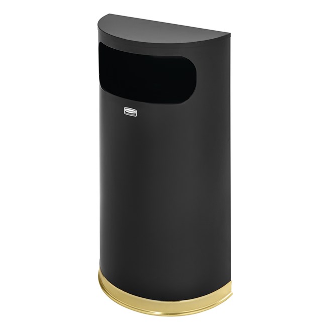 The Half Rounds Series indoor decorative waste container fits flush against walls to conserve space and reduce obstructions in high-traffic areas. The sleek and functional design of this receptacle blends seamlessly with upscale and modern indoor facilities.