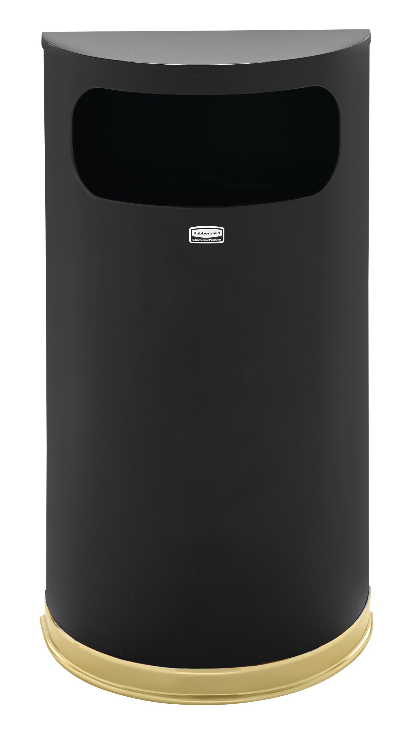 The Half Rounds Series indoor decorative waste container fits flush against walls to conserve space and reduce obstructions in high-traffic areas. The sleek and functional design of this receptacle blends seamlessly with upscale and modern indoor facilities.