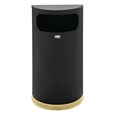 The Half Rounds Series indoor decorative waste container fits flush against walls to conserve space and reduce obstructions in high-traffic areas. The sleek and functional design of this receptacle blends seamlessly with upscale and modern indoor facilities.