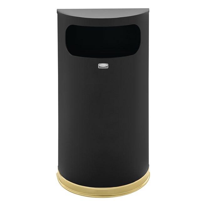 The Half Rounds Series indoor decorative waste container fits flush against walls to conserve space and reduce obstructions in high-traffic areas. The sleek and functional design of this receptacle blends seamlessly with upscale and modern indoor facilities.