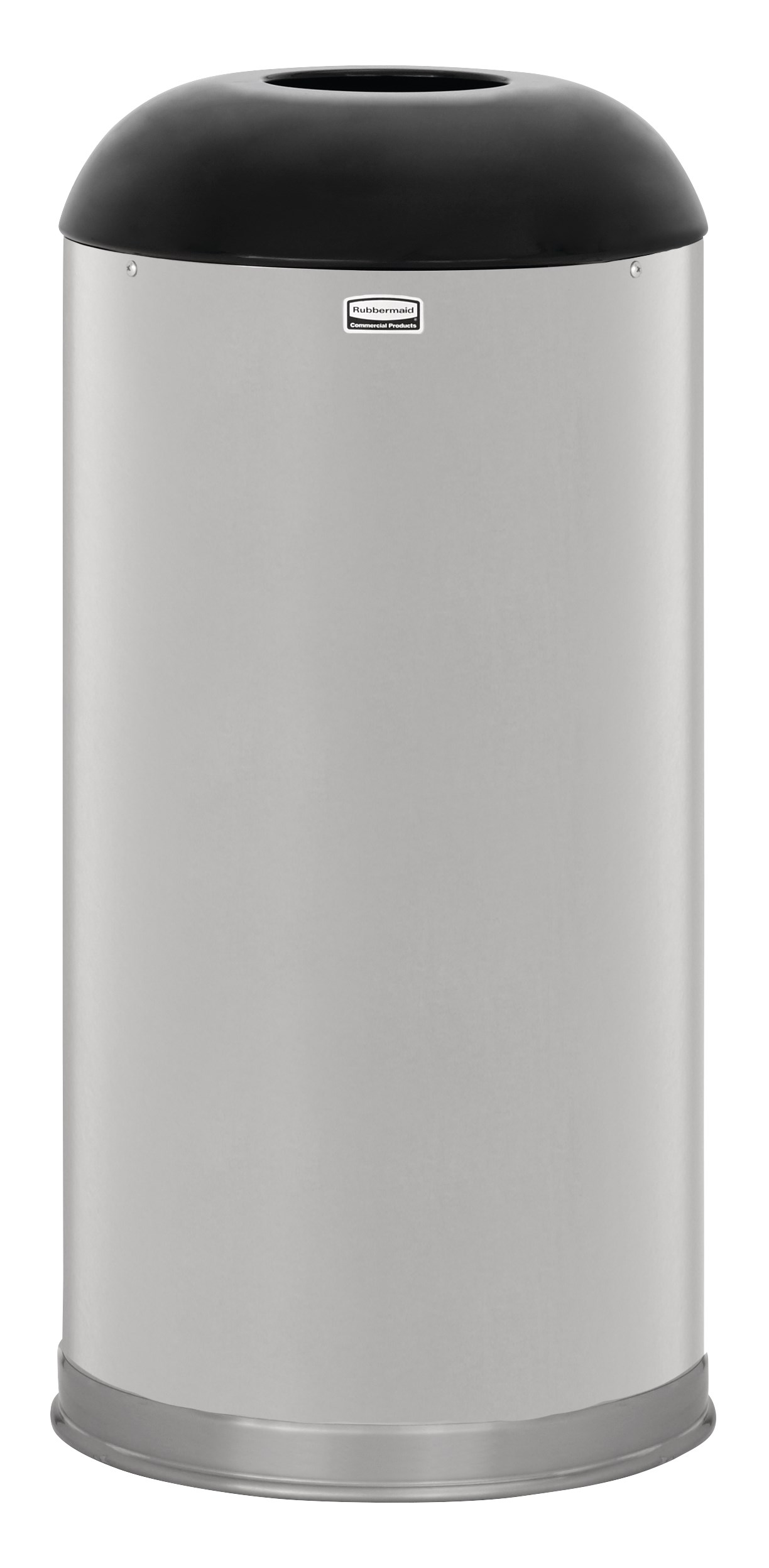 Featuring a classic, round top design, the Round Top 15 Gallon FGR32 Round Top Decorative Indoor Waste Container is constructed from heavy-gauge, fire-safe steel and complies with OSHA standards.