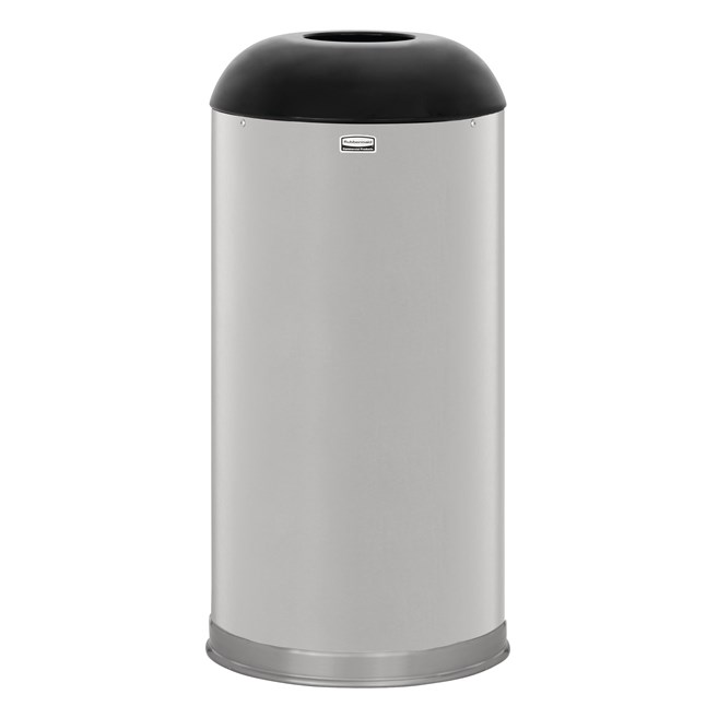 Featuring a classic, round top design, the Round Top 15 Gallon FGR32 Round Top Decorative Indoor Waste Container is constructed from heavy-gauge, fire-safe steel and complies with OSHA standards.