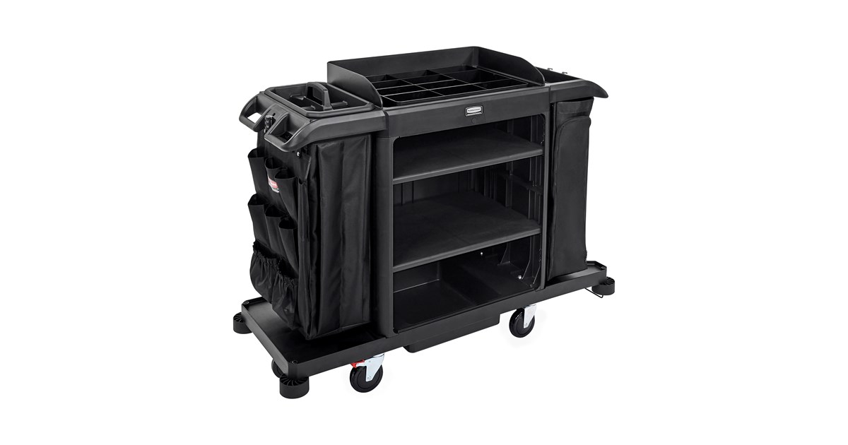 Bundle Rack Housekeeping Full Size Housekeeping Cart with Accessory Bundle