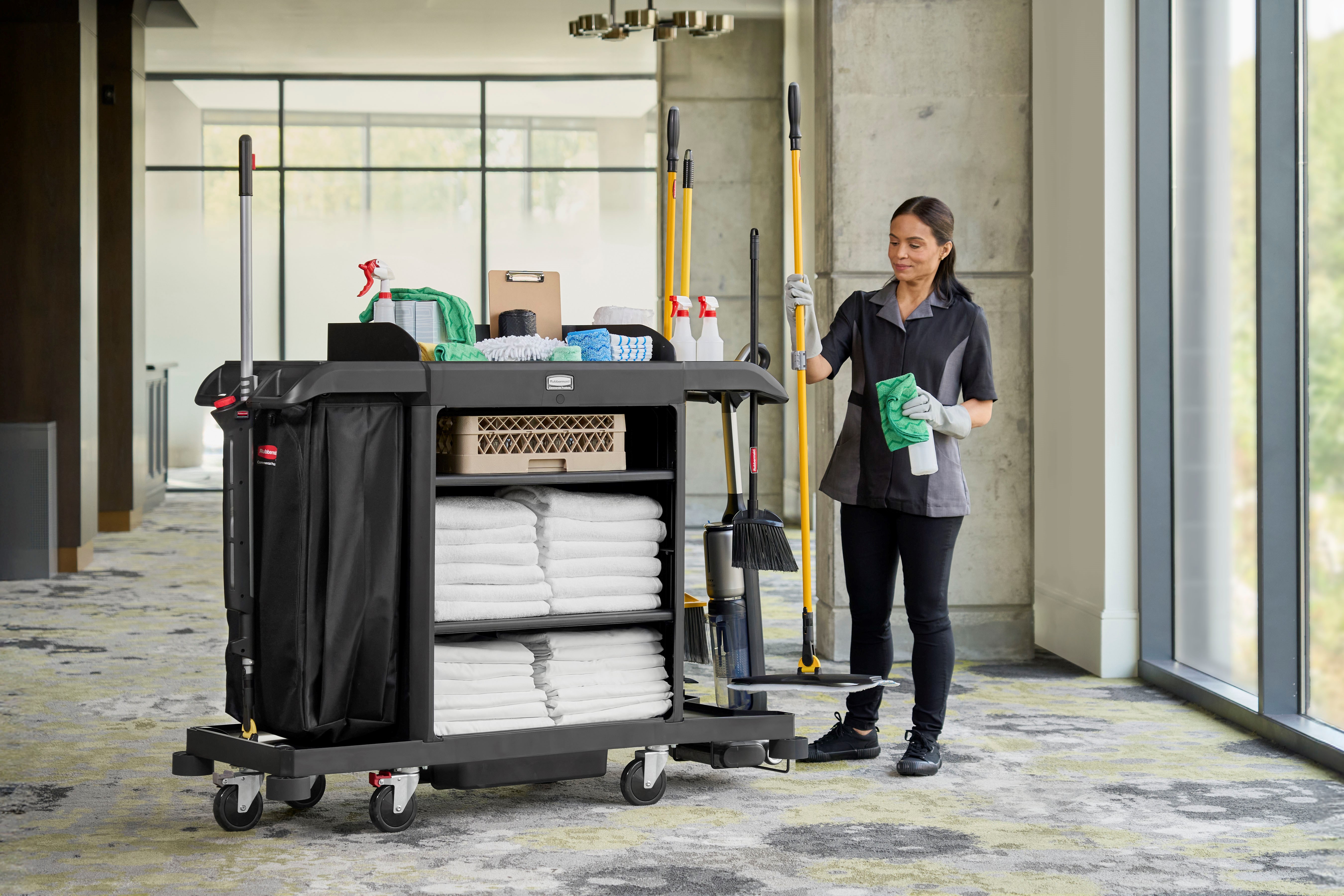Rubbermaid Commercial Product's new QuickClip System offers users a simple, on-the-go solution for storing and accessing stick goods.