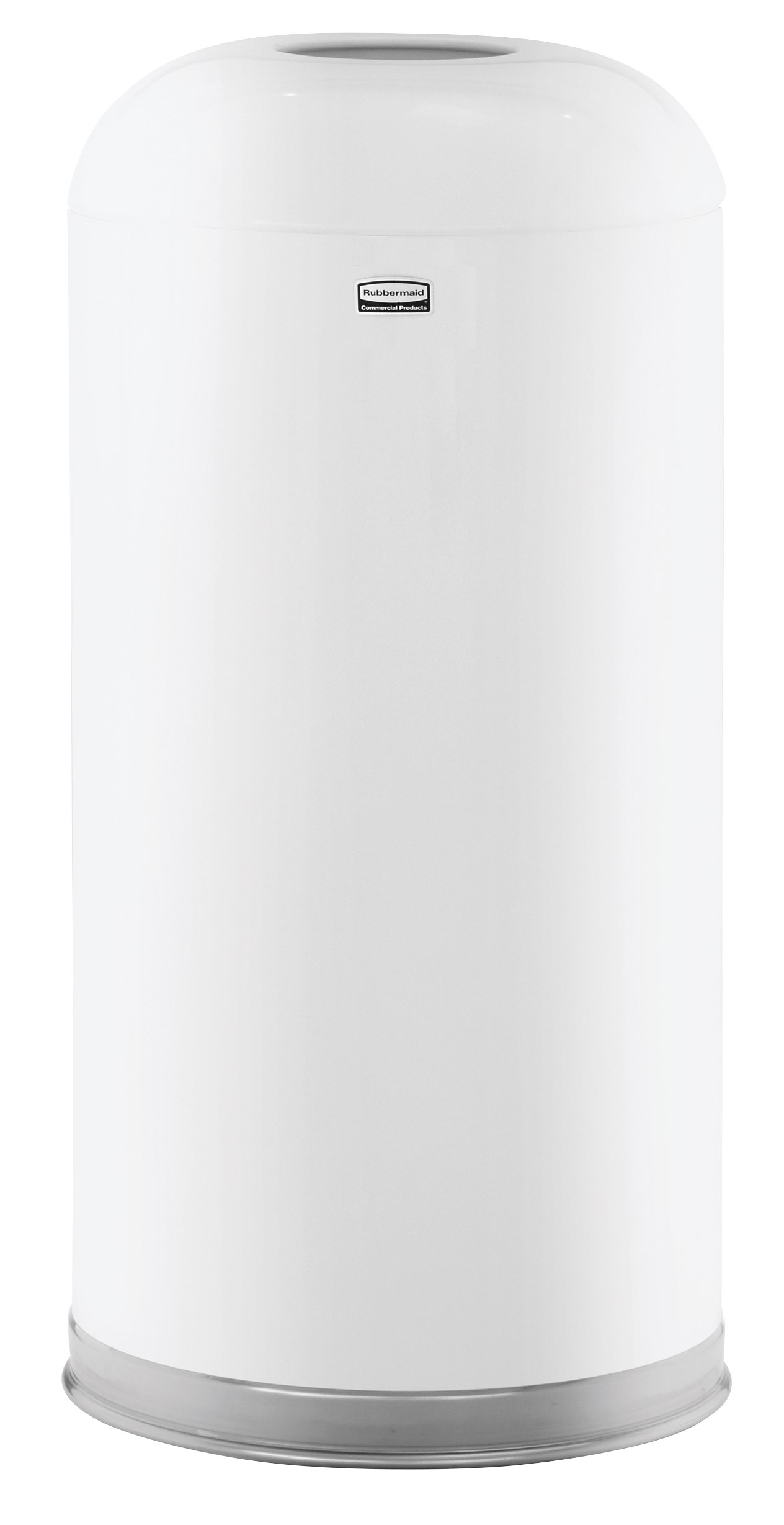 Featuring a classic, round top design, the Round Top 15 Gallon FGR32 Round Top Decorative Indoor Waste Container is constructed from heavy-gauge, fire-safe steel and complies with OSHA standards.