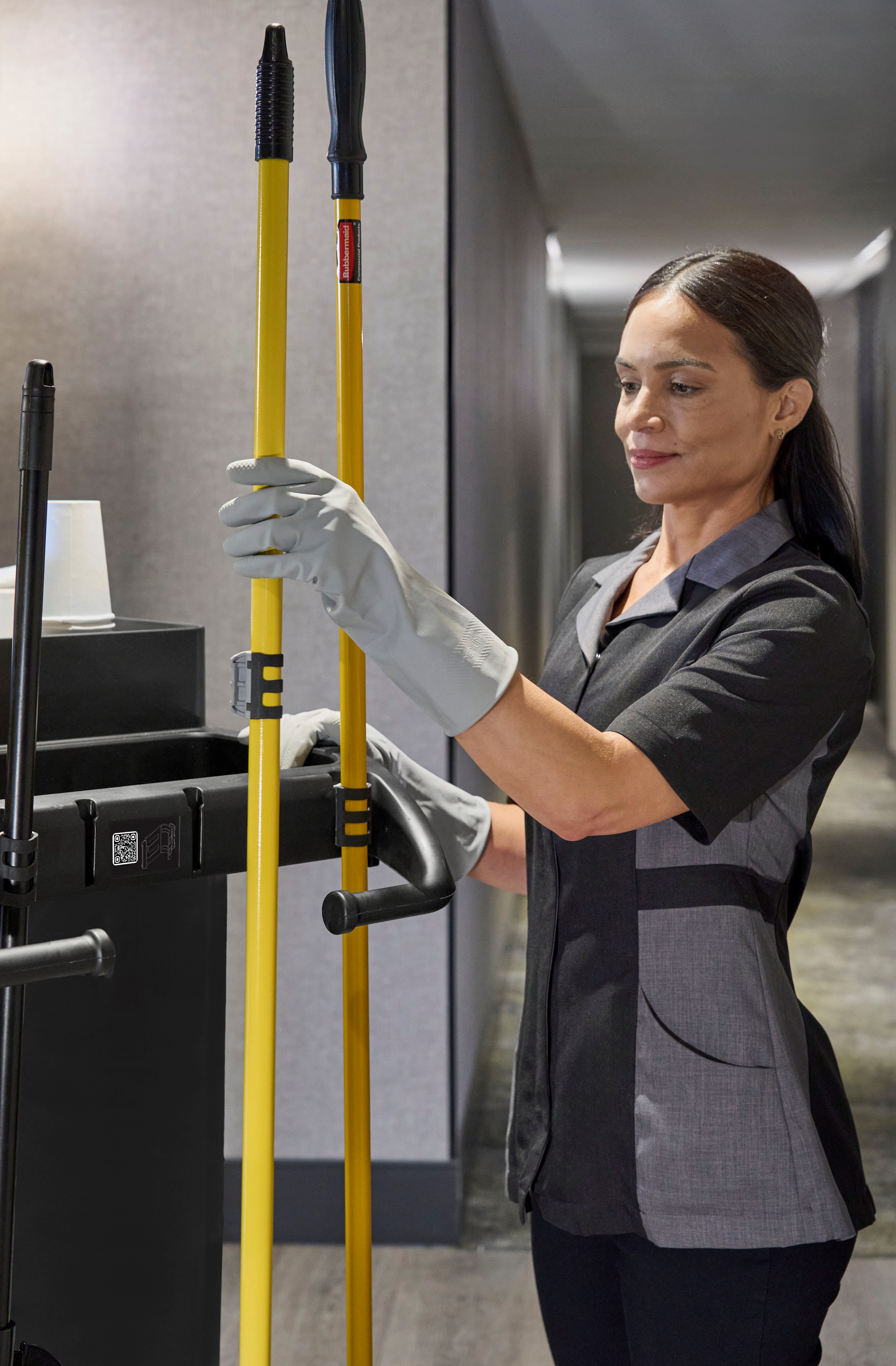 Rubbermaid Commercial Product's new QuickClip System offers users a simple, on-the-go solution for storing and accessing stick goods.
