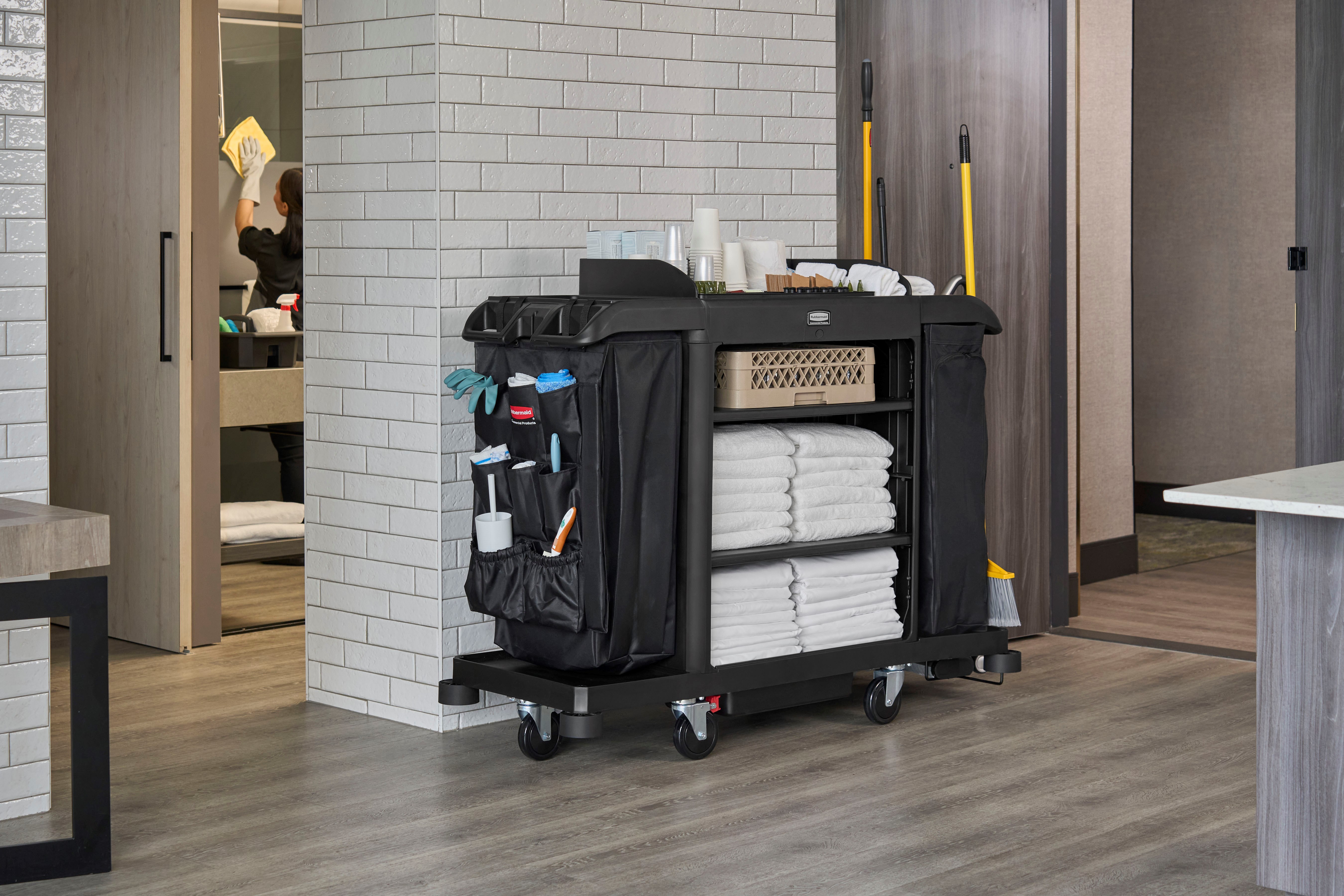 Rubbermaid Commercial Product's impact-absorbing and non-marring Housekeeping Cart Bumper Kit is designed to reduce costly wall damage.