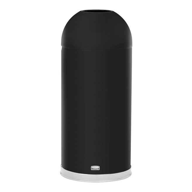 Featuring a classic, round top design, the Round Top 15 Gallon FGR1536 Round Top Decorative Indoor Waste Container is constructed from heavy-gauge, fire-safe steel and complies with OSHA standards.