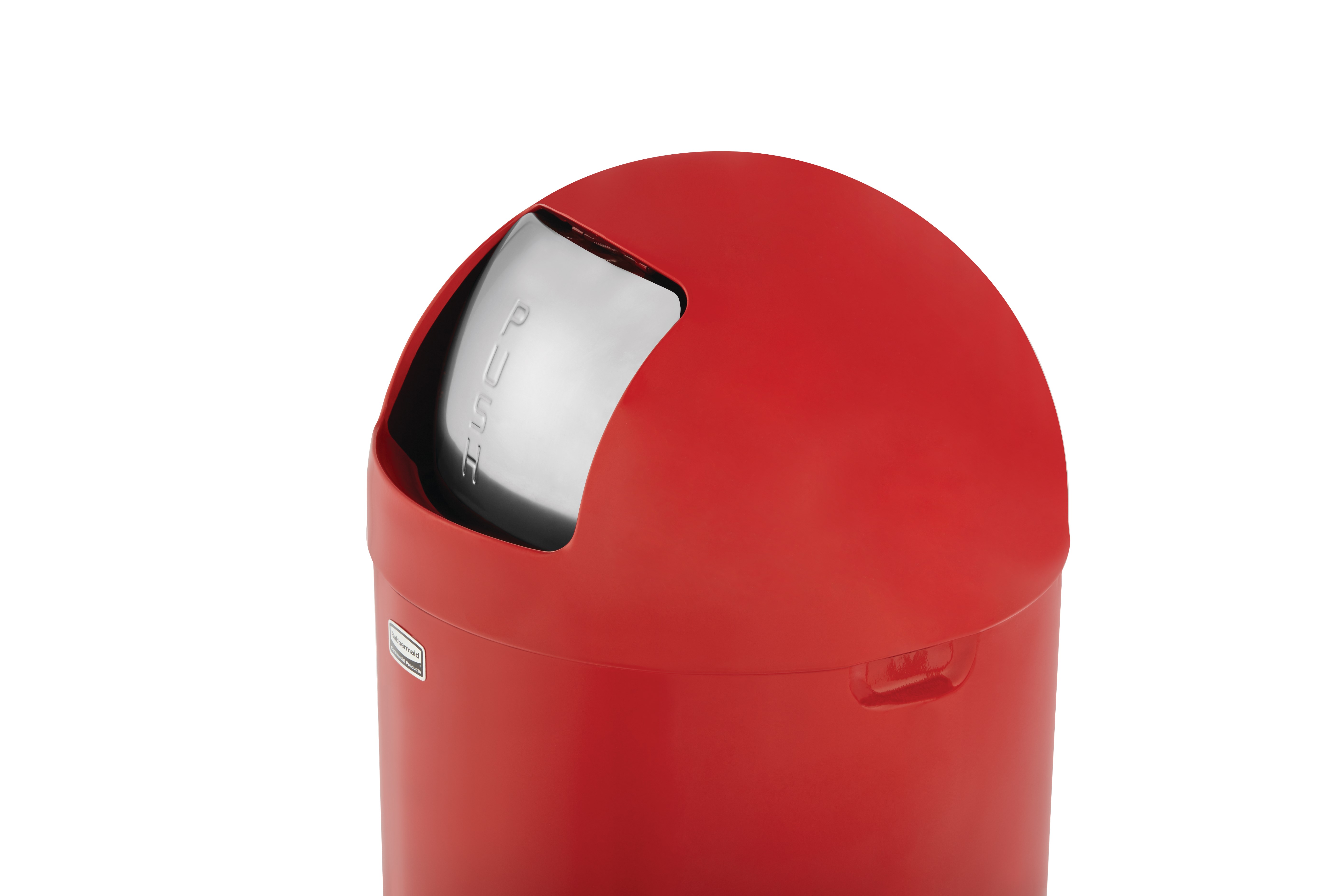 The Round Tops Push Door decorative refuse container have a classic, sleek design that beautifully blend into any indoor environment and open top for easy waste disposal.