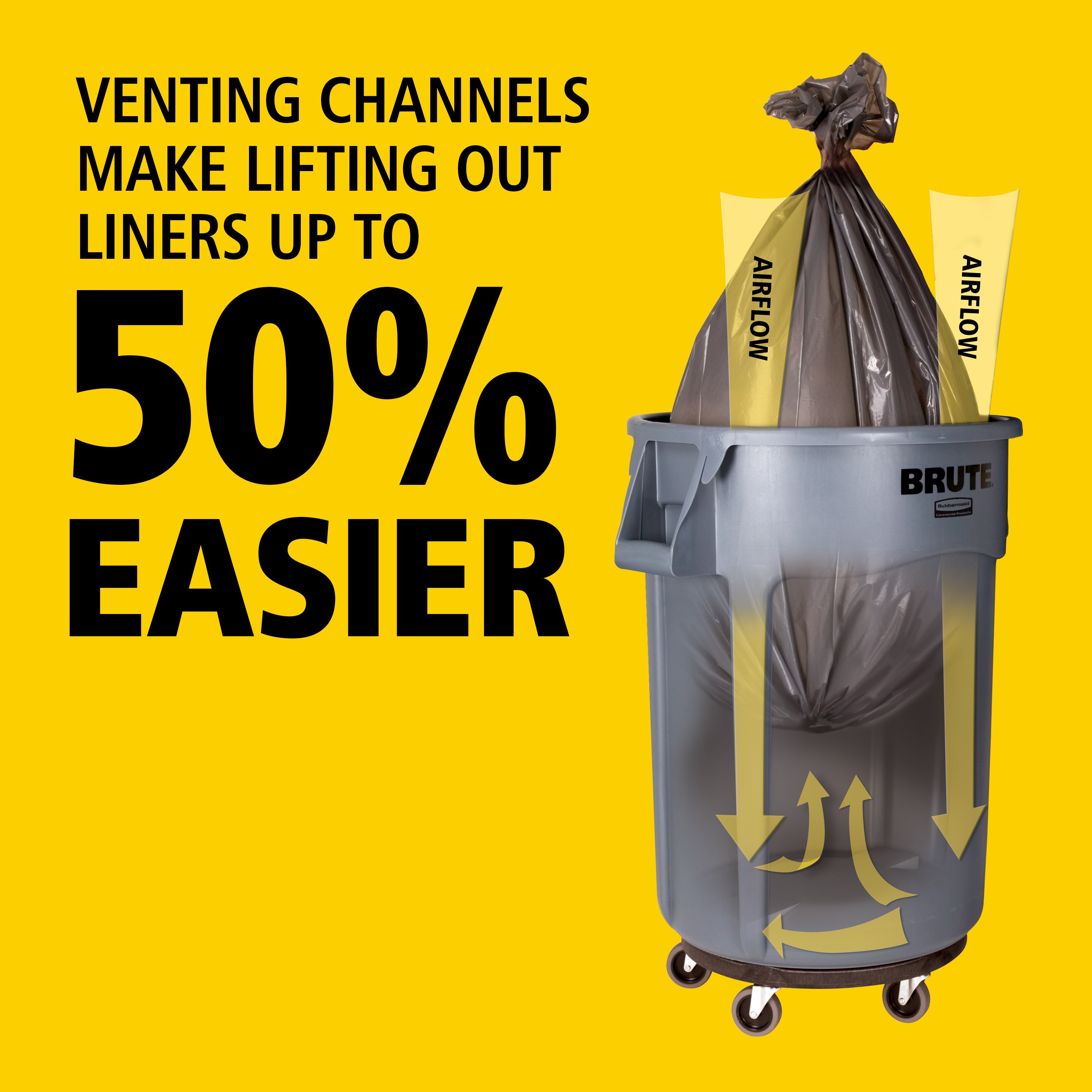 Innovative venting channels make lifting out liners up to 50% easier, improving productivity and reducing the risk of injury.