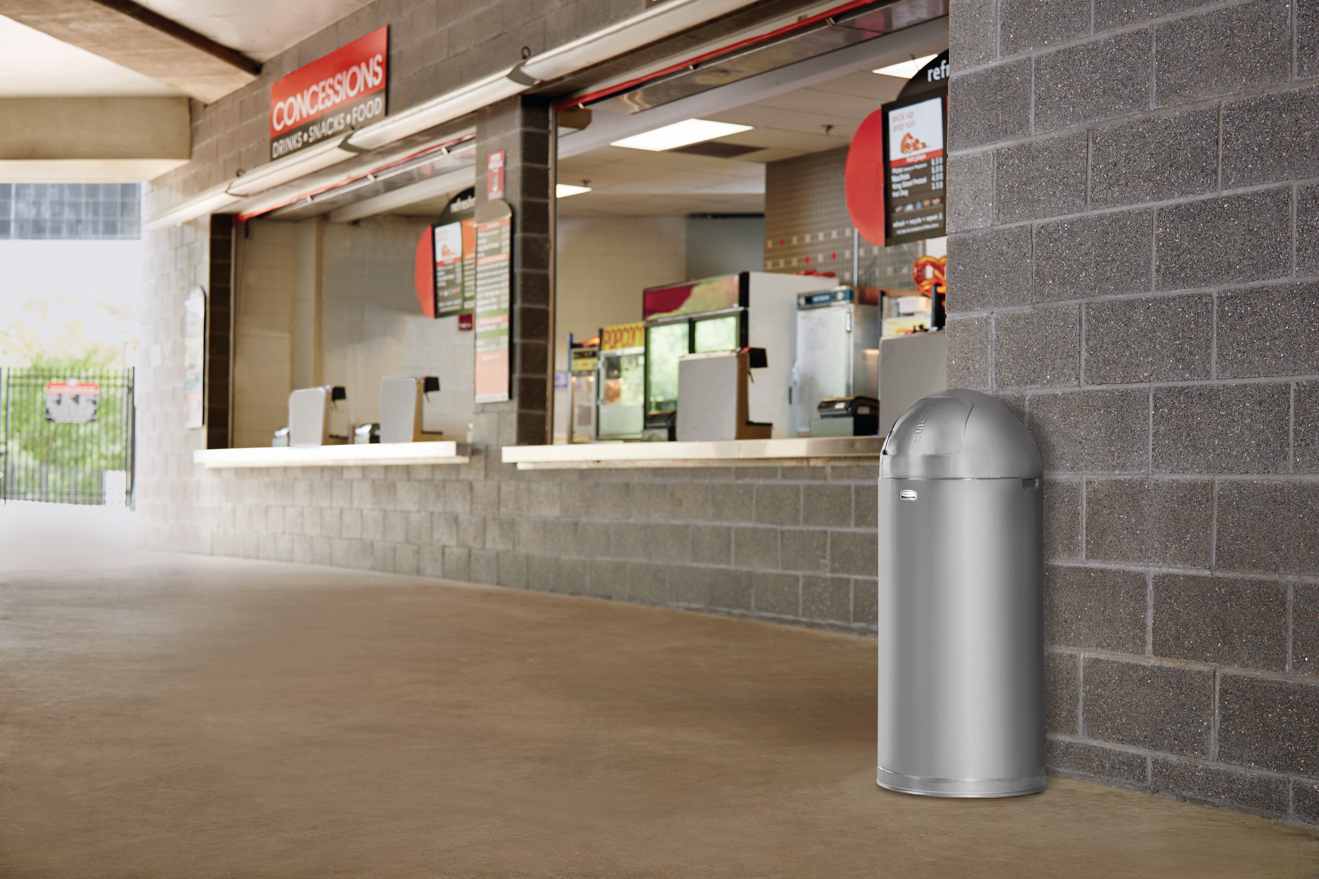 The Round Tops Push Door decorative refuse container have a classic, sleek design that beautifully blend into any indoor environment and open top for easy waste disposal.