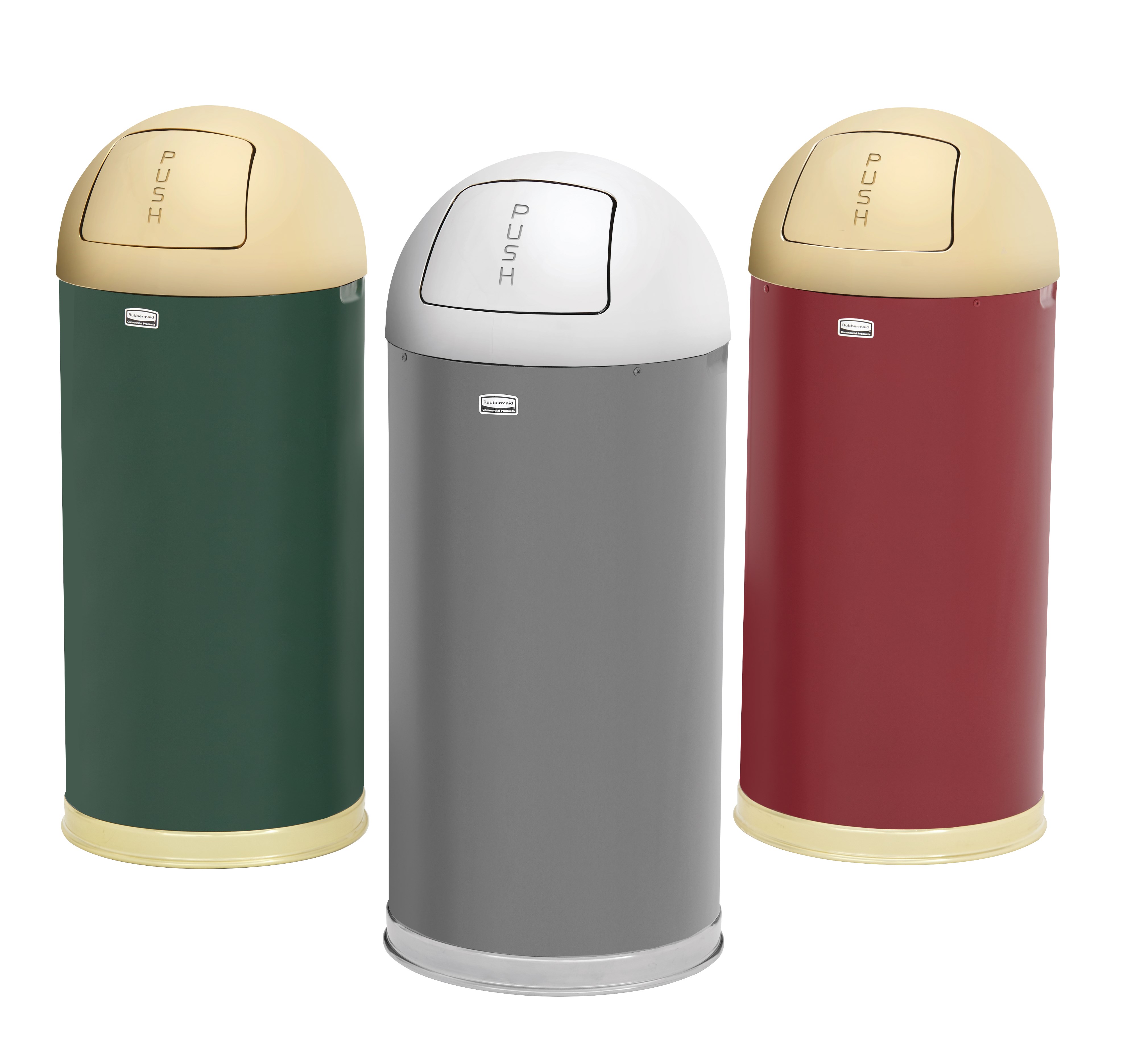 The Round Tops Push Door decorative refuse container have a classic, sleek design that beautifully blend into any indoor environment and open top for easy waste disposal.
