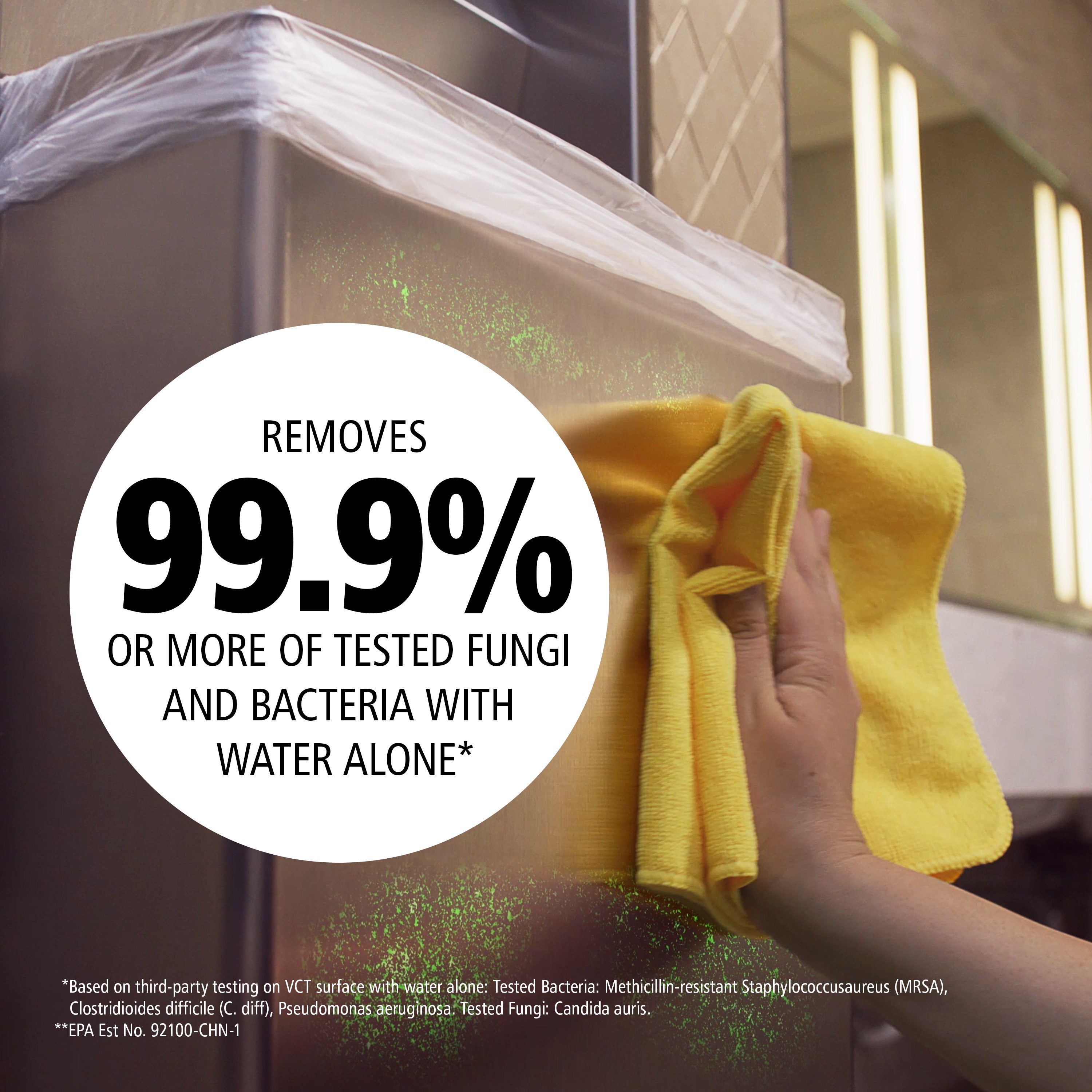 HYGEN™ r-40 Recycled Microfiber Cloths are made with 40% post-consumer recycled polyester and engineered for superior performance and durability. Made to withstand 200 commercial launderings (100 with bleach), staying bright for easy color coding.