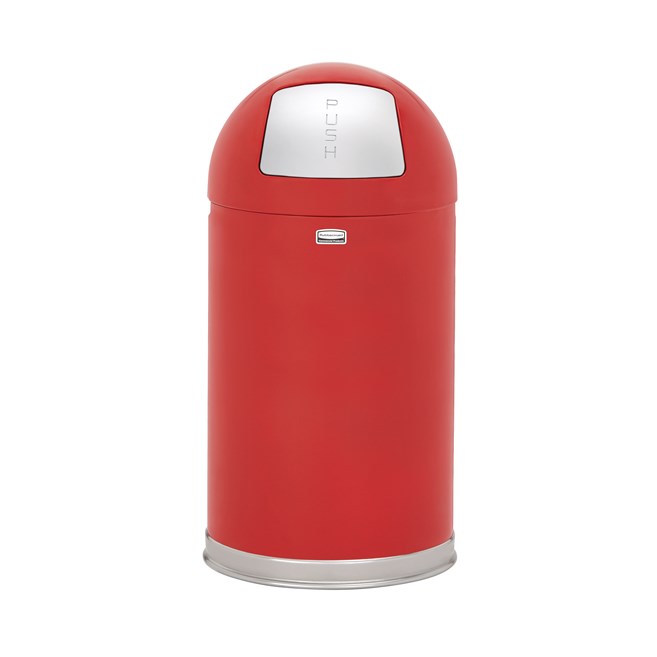 The Round Tops Push Door decorative refuse container have a classic, sleek design that beautifully blend into any indoor environment and open top for easy waste disposal.