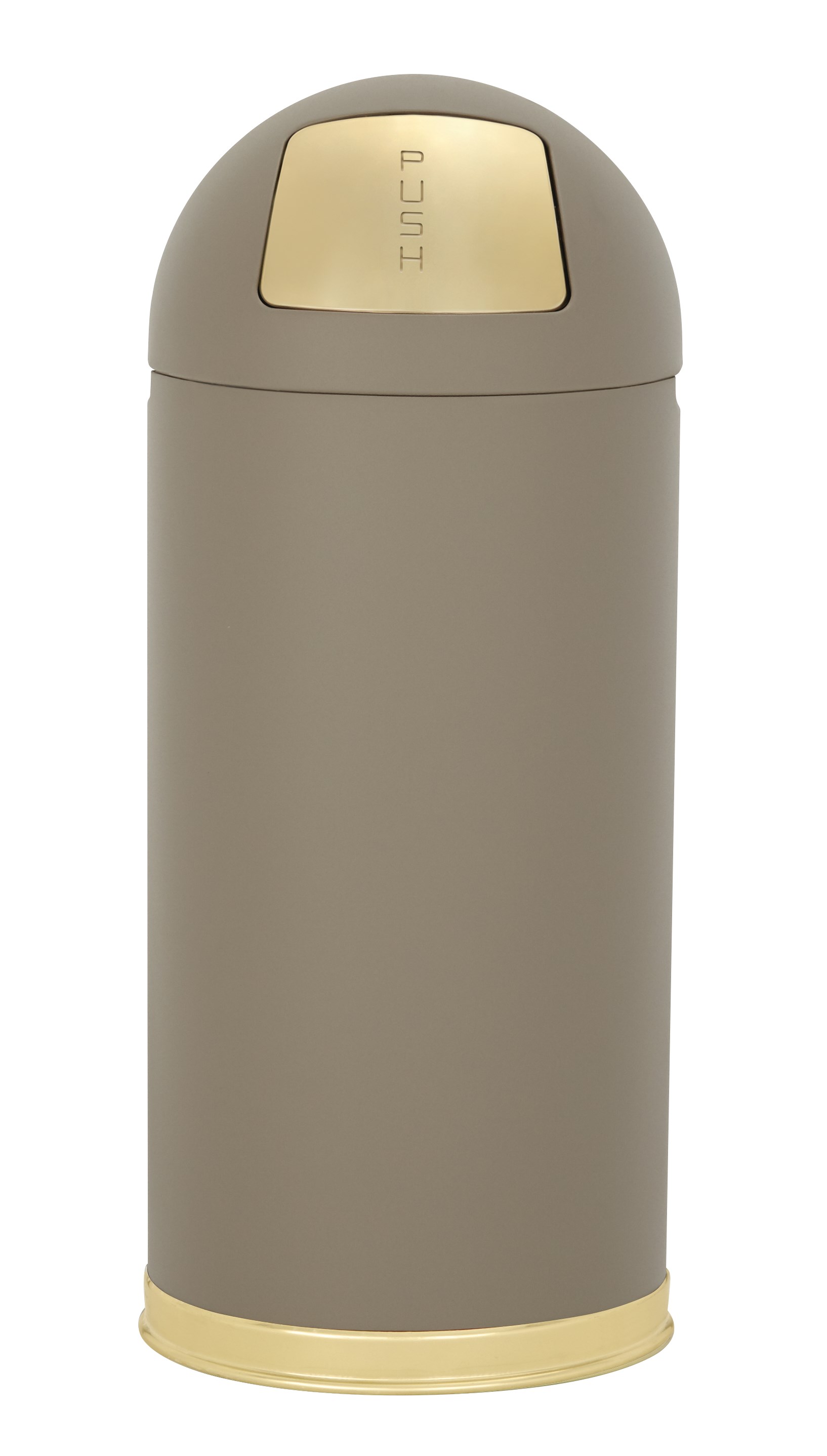 The Round Tops Push Door decorative refuse container have a classic, sleek design that beautifully blend into any indoor environment and open top for easy waste disposal.