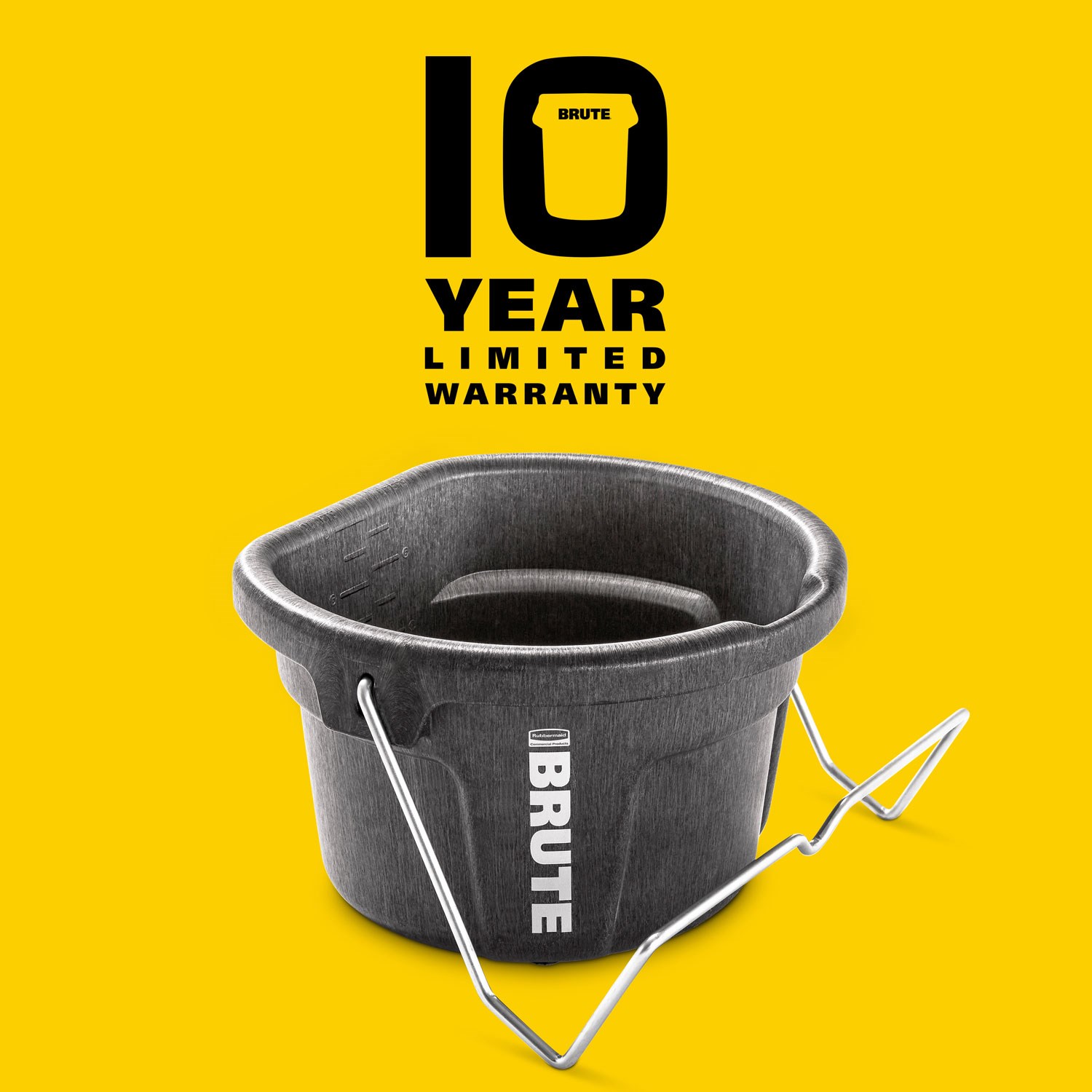 The Rubbermaid Commercial Products BRUTE 2 Gallon 3-in-1 Flat Back Bucket is built for easy feeding, and carrying, just hook it, hang it, or carry it, the flat-back design fits seamlessly on corrals and fences, perfect for on the go feeding.