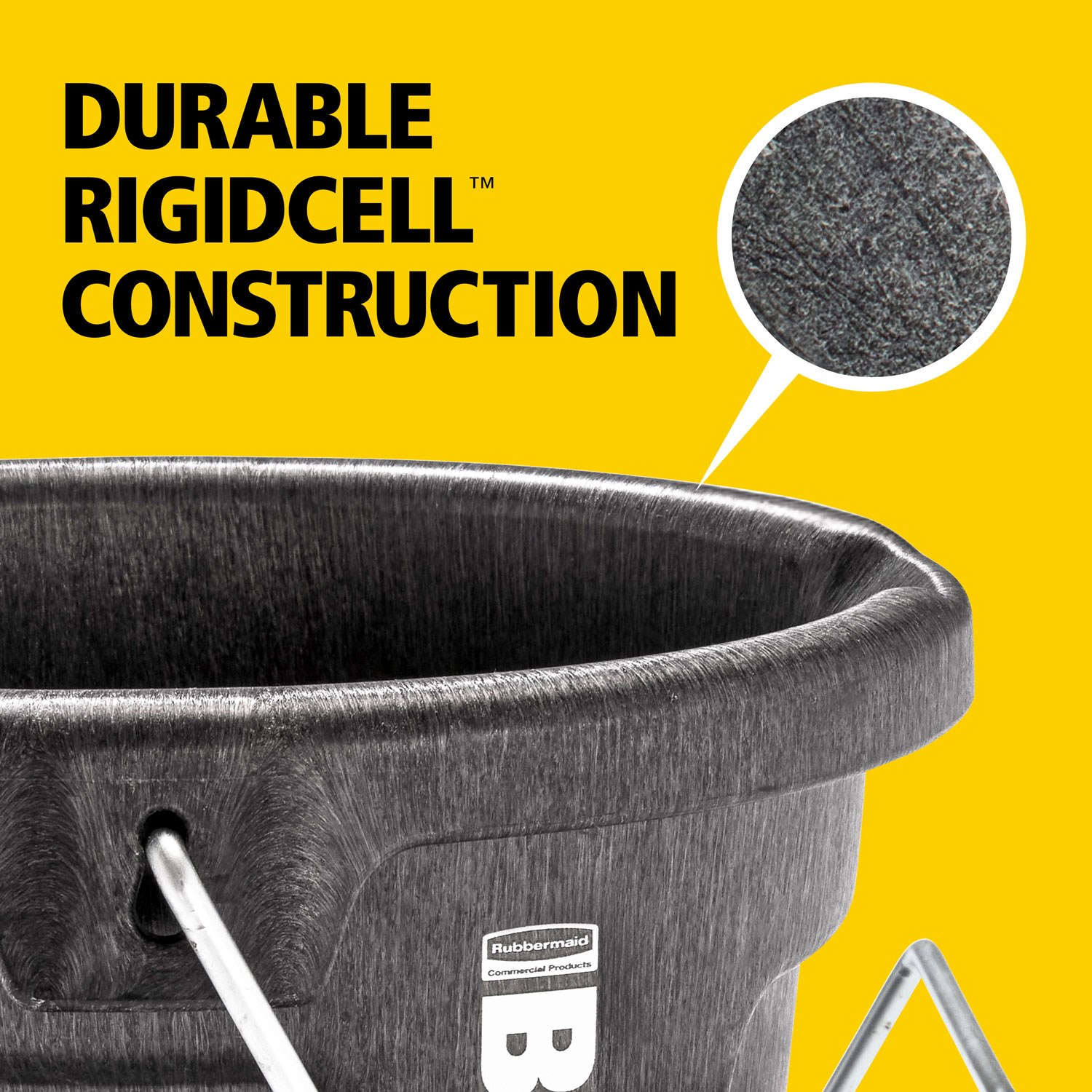 The Rubbermaid Commercial Products BRUTE 2 Gallon 3-in-1 Flat Back Bucket is built for easy feeding, and carrying, just hook it, hang it, or carry it, the flat-back design fits seamlessly on corrals and fences, perfect for on the go feeding.