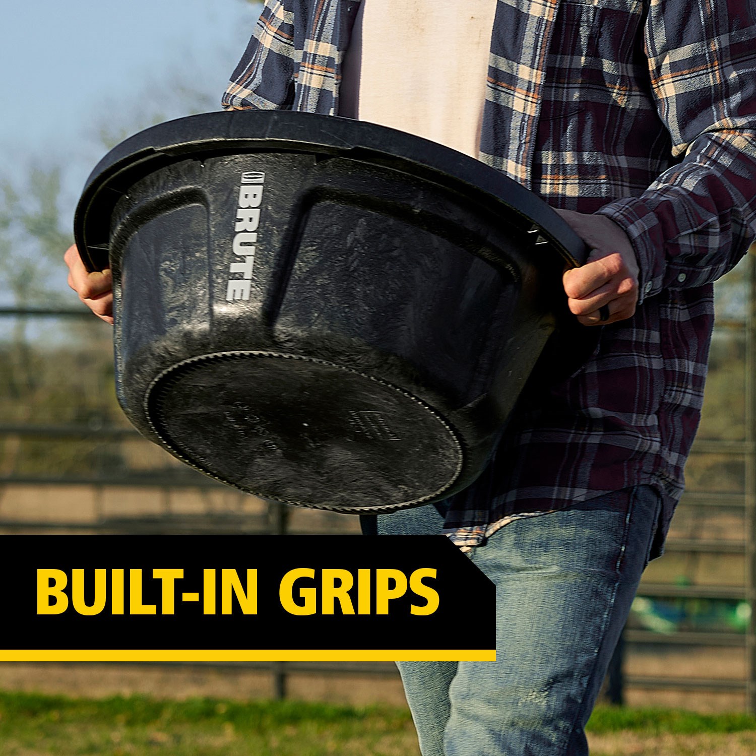 Rubbermaid Commercial Products® BRUTE 6 Gallon Multi-Purpose Feed Container is 2X Stronger* made with RigidCell™ Construction, delivering the same durable construction as Rubbermaid Commercial Stock Tanks.