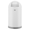 The Round Tops Push Door decorative refuse container have a classic, sleek design that beautifully blend into any indoor environment and open top for easy waste disposal.
