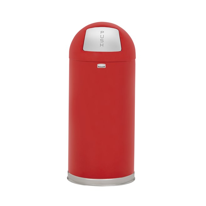 The Round Tops Push Door decorative refuse container have a classic, sleek design that beautifully blend into any indoor environment and open top for easy waste disposal.