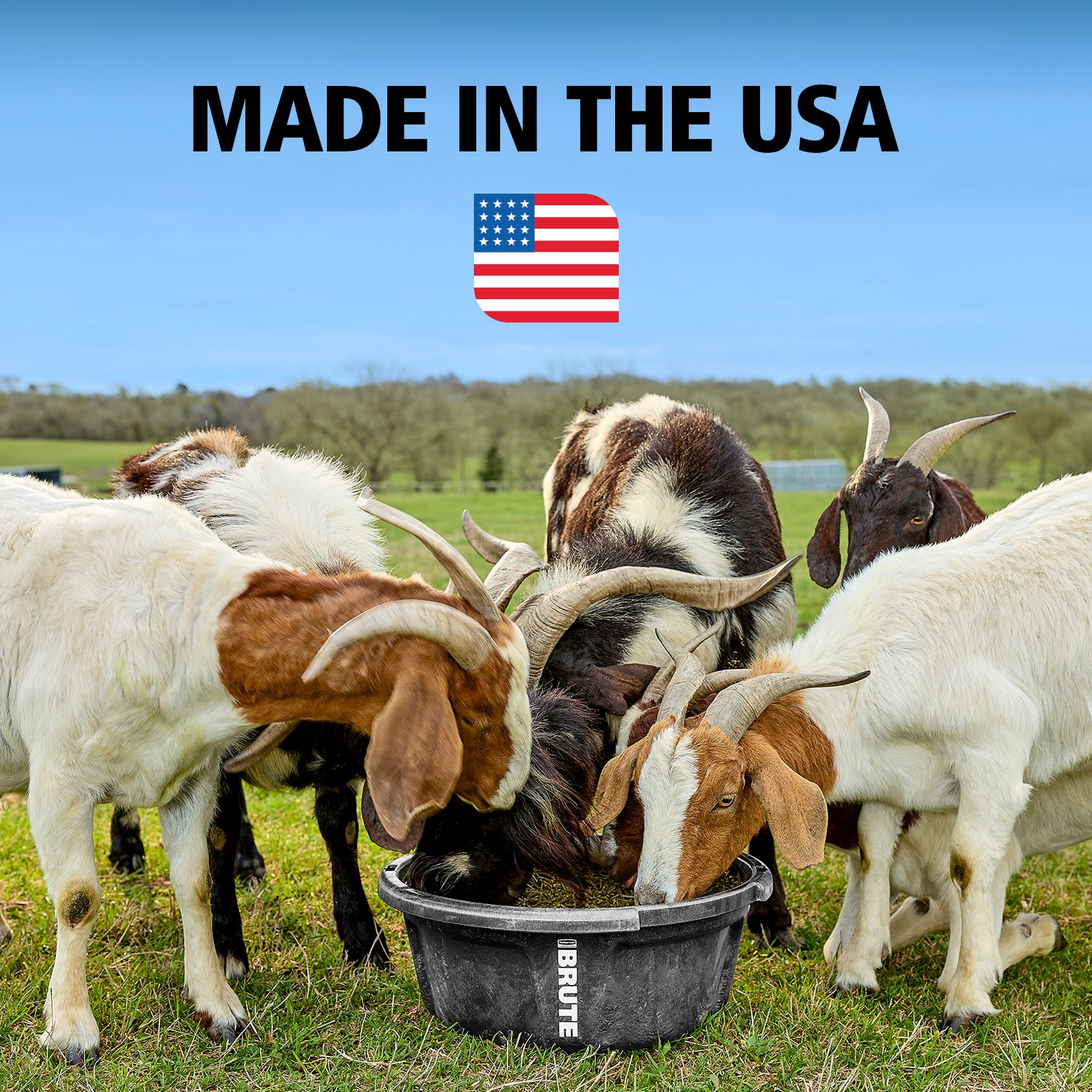 Rubbermaid Commercial Products® BRUTE 6 Gallon Multi-Purpose Feed Container is 2X Stronger* made with RigidCell™ Construction, delivering the same durable construction as Rubbermaid Commercial Stock Tanks.