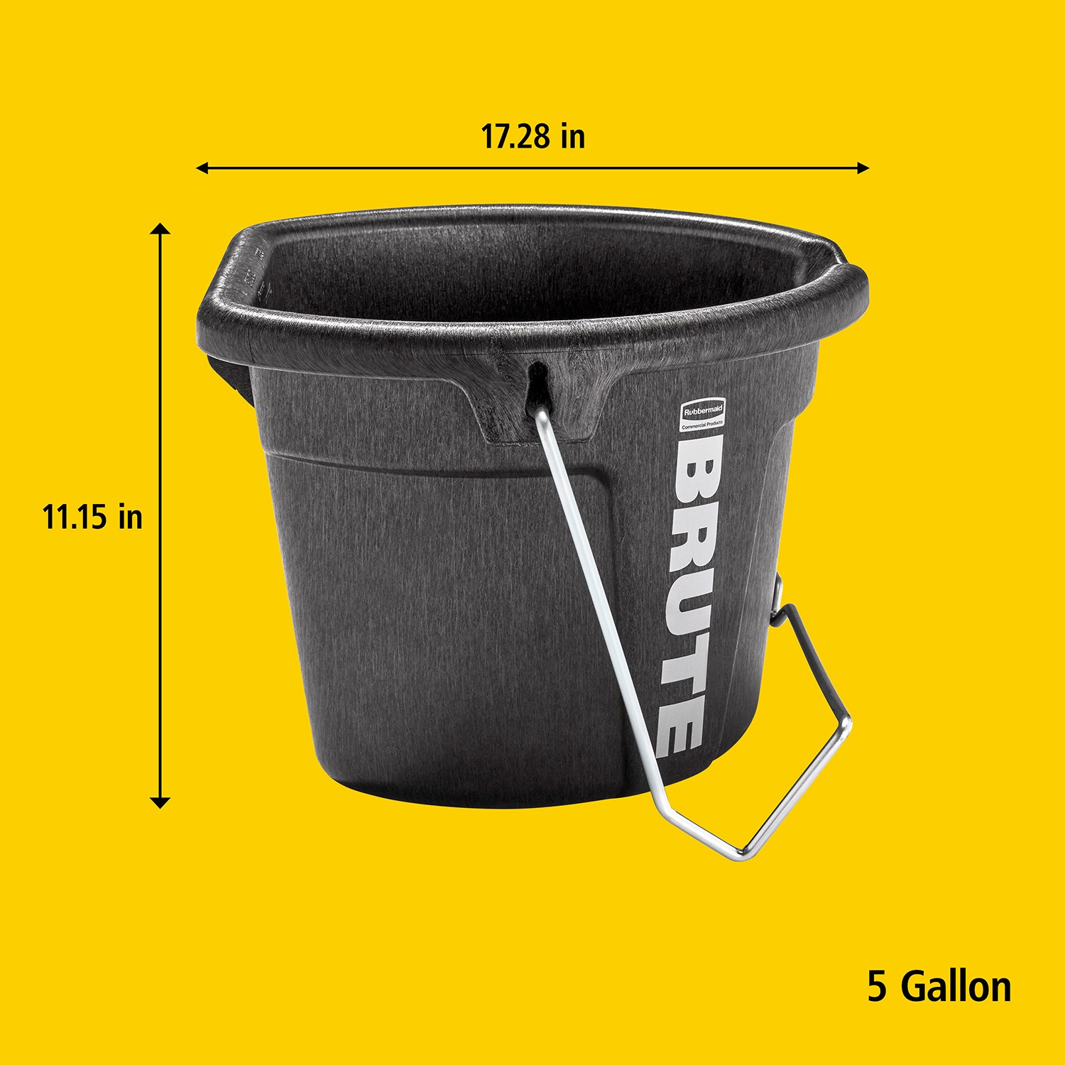 The Rubbermaid Commercial Products BRUTE 5 Gallon 3-in-1 Flat Back Bucket is built for easy feeding, and carrying, just hook it, hang it, or carry it, the flat-back design fits seamlessly on corrals and fences, perfect for on the go feeding.