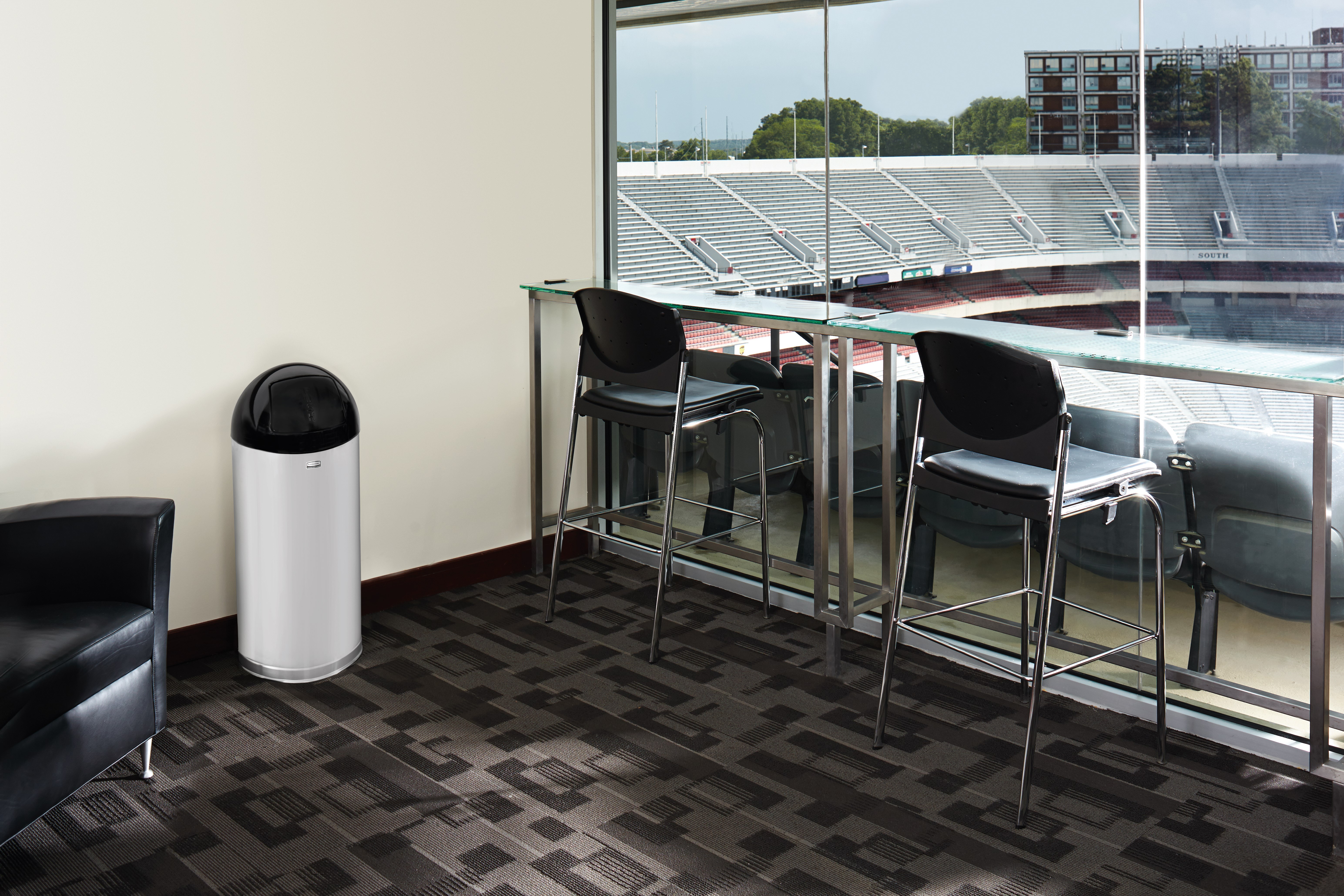 The Round Tops Push Door decorative refuse container have a classic, sleek design that beautifully blend into any indoor environment and open top for easy waste disposal.