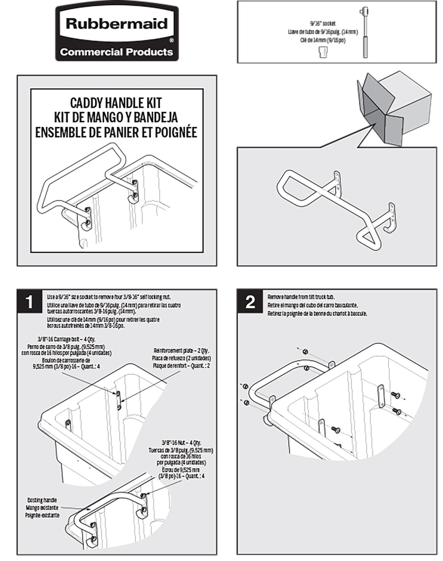 BRUTE Tilt Truck Handle and Caddy Assembly Instructions (2221459, 2229066)