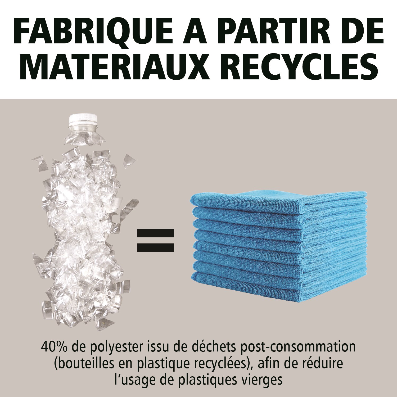 Les chiffons en microfibre recyclée HYGEN™ r-40 sont fabriqués avec 40 % de polyester recyclé post-consommation et conçus pour offrir des performances et une durabilité supérieures. Conçus pour résister à 200 lavages industriels (100 avec de l’eau de javel), tout en conservant des couleurs vives pour un codage couleur efficace.