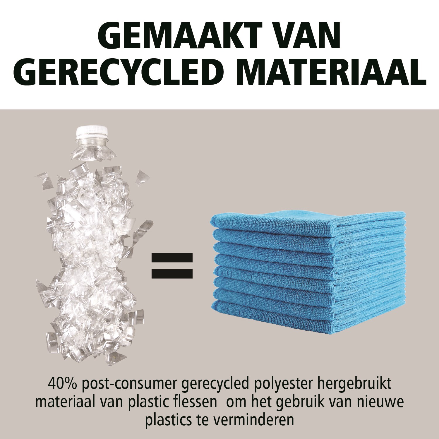 HYGEN™ r-40 gerecyclede microvezeldoeken zijn gemaakt van 40% gerecycled polyester uit consumentenafval en ontworpen voor superieure prestaties en duurzaamheid. Bestand tegen 200 industriële wasbeurten (100 met bleekmiddel) en behouden hun felle kleuren voor eenvoudige kleurcodering.