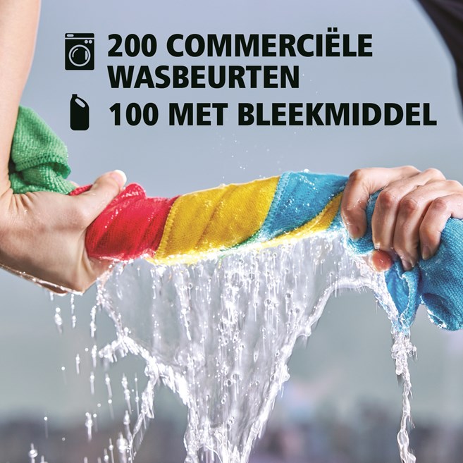 HYGEN™ r-40 gerecyclede microvezeldoeken zijn gemaakt van 40% gerecycled polyester uit consumentenafval en ontworpen voor superieure prestaties en duurzaamheid. Bestand tegen 200 industriële wasbeurten (100 met bleekmiddel) en behouden hun felle kleuren voor eenvoudige kleurcodering.