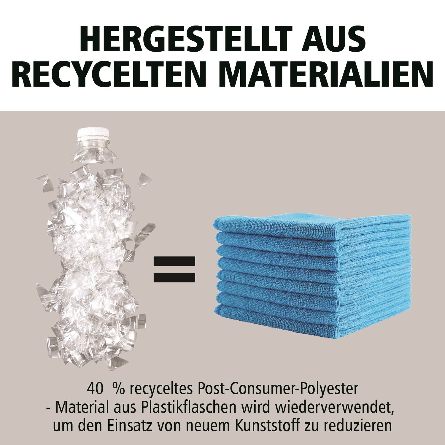 Die HYGEN™ r-40 Mikrofasertücher aus recyceltem Material bestehen zu 40 % aus recyceltem Polyester von Verbraucherabfällen und sind für höchste Leistung und Langlebigkeit konzipiert. Sie halten 200 gewerblichen Waschgängen stand (100 mit Bleichmittel) und behalten ihre leuchtenden Farben zur einfachen Farbcodierung.