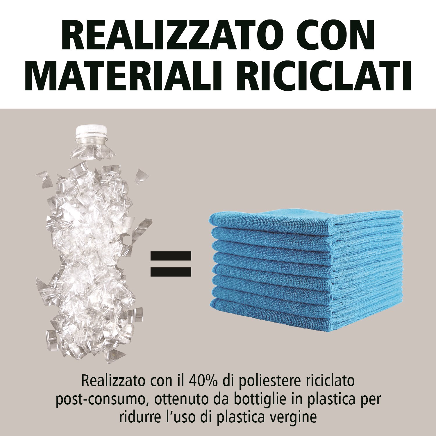I panni in microfibra riciclata HYGEN™ r-40 sono realizzati con il 40% di poliestere riciclato post-consumo e progettati per garantire prestazioni e durata superiori. Resistono a 200 lavaggi industriali (100 con candeggina) mantenendo colori brillanti per una facile codifica a colori.