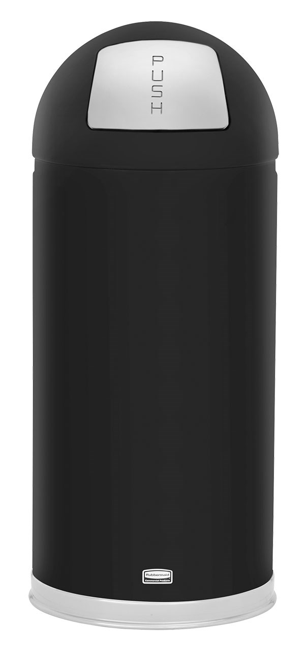 The Round Tops Push Door decorative refuse container have a classic, sleek design that beautifully blend into any indoor environment and open top for easy waste disposal.