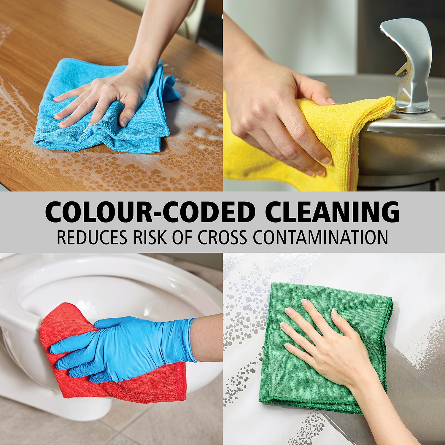 HYGEN™ r-40 Recycled Microfiber Cloths are made with 40% post-consumer recycled polyester and engineered for superior performance and durability. Designed to withstand 200 commercial launderings (100 with bleach), while retaining bright colours for easy colour coding.