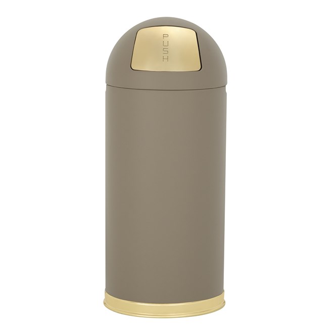 The Round Tops Push Door decorative refuse container have a classic, sleek design that beautifully blend into any indoor environment and open top for easy waste disposal.