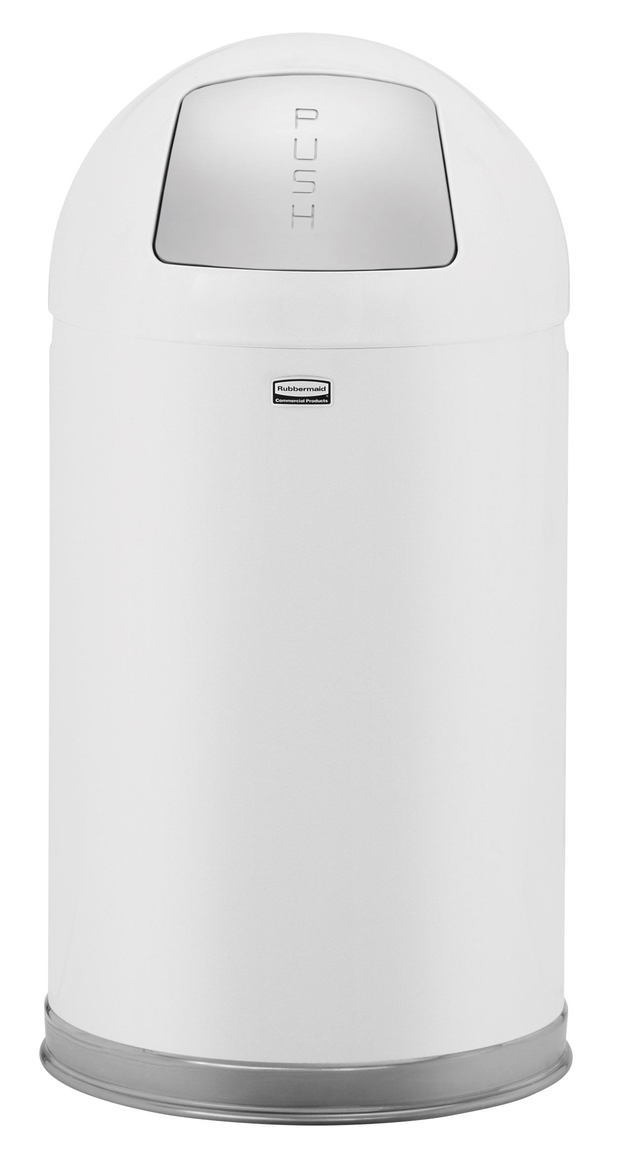 The Round Tops Push Door decorative refuse container have a classic, sleek design that beautifully blend into any indoor environment and open top for easy waste disposal.