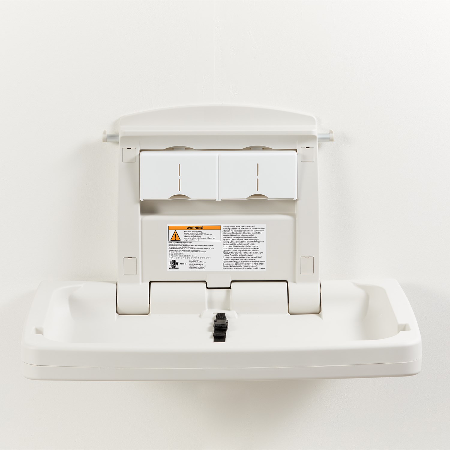 Created from high-density polypropylene to reduce moisture absorption, the baby station meets all global ASTM, ADA, EN safety standards.