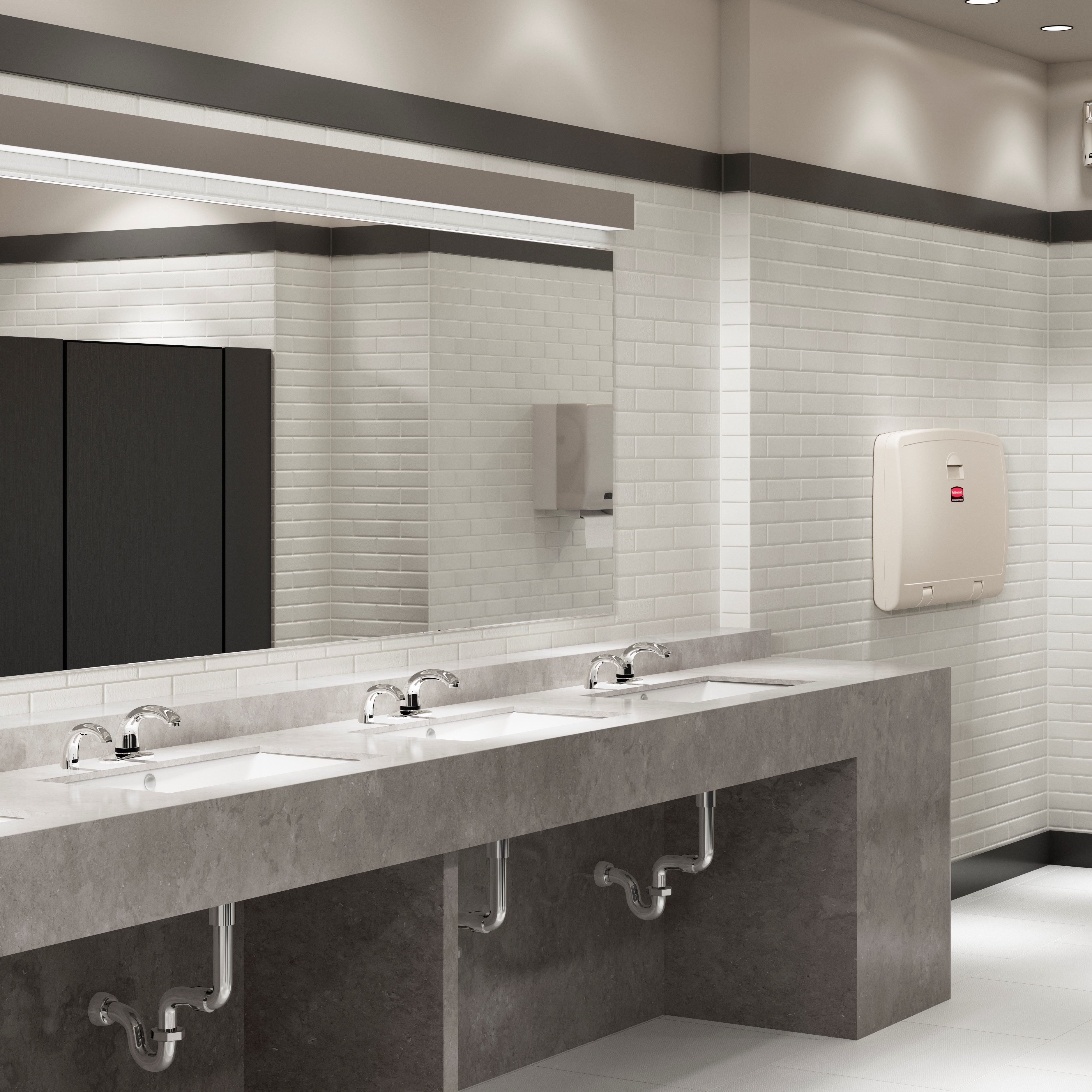 The Rubbermaid Commercial Products Baby Changing Station provides a secure changing station made from durable molded polypropylene. Ergonomic design opens conveniently with one hand, so guests can hold the baby while opening the table. Accessory shelf, liner holder and easy-reach hooks provide extra convenience.