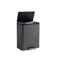 Dual stream 60L step-on bin with colour-coded liners for waste and recycling.
Rubbermaid stainless steel pedal with quiet-close lid for professional facilities.