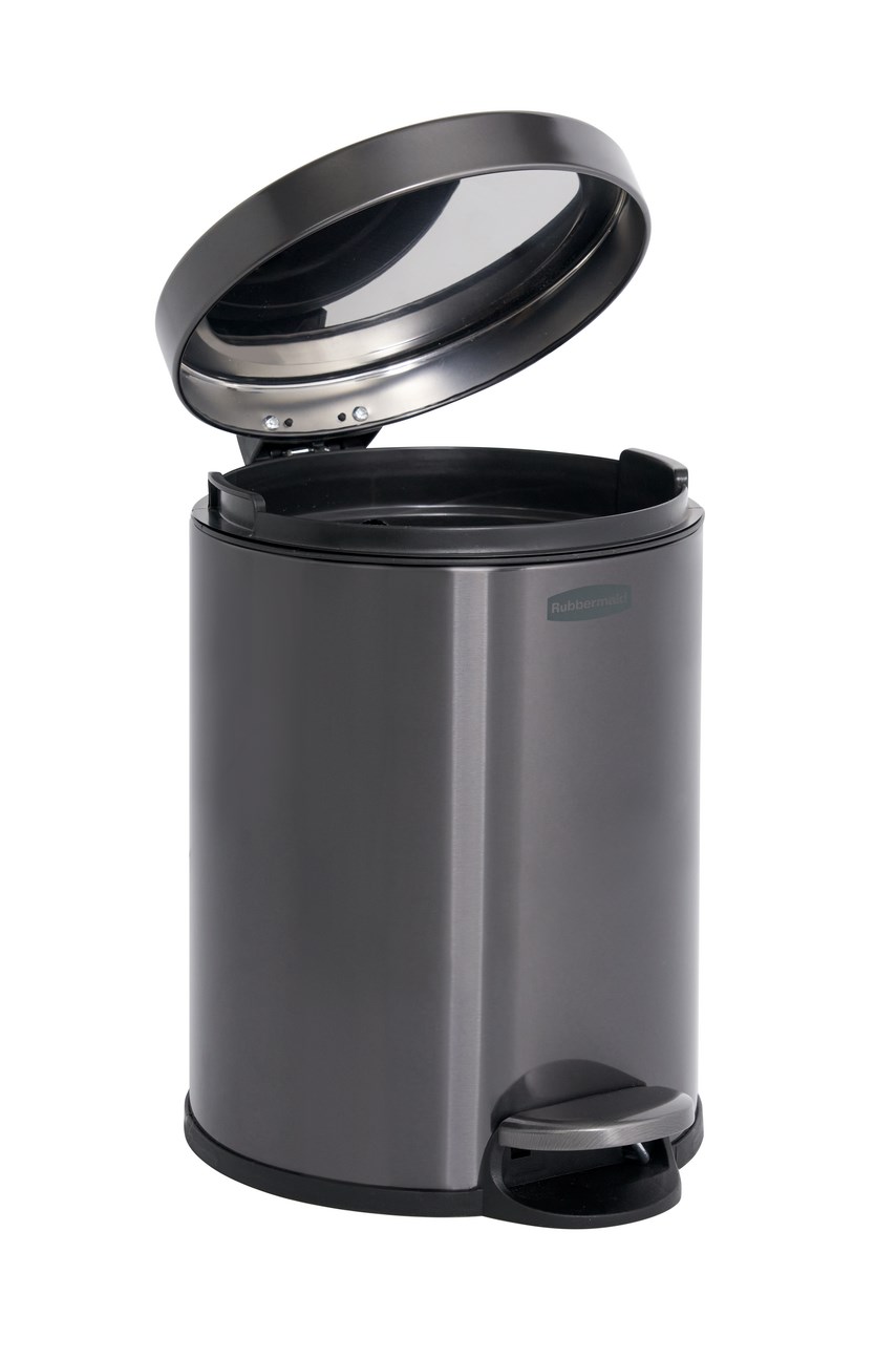 Compact 6L stainless steel step-on bin with lid, ideal for washrooms and hotel rooms.
Rubbermaid design with slow-close lid, fingerprint-resistant finish, and removable liner. Rubbermaid hands-free pedal and slow-close lid, ideal for offices, hotels, and washrooms.
