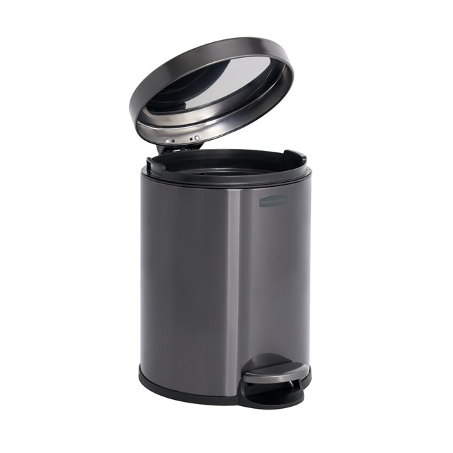 Compact 6L stainless steel step-on bin with lid, ideal for washrooms and hotel rooms.
Rubbermaid design with slow-close lid, fingerprint-resistant finish, and removable liner. Rubbermaid hands-free pedal and slow-close lid, ideal for offices, hotels, and washrooms.