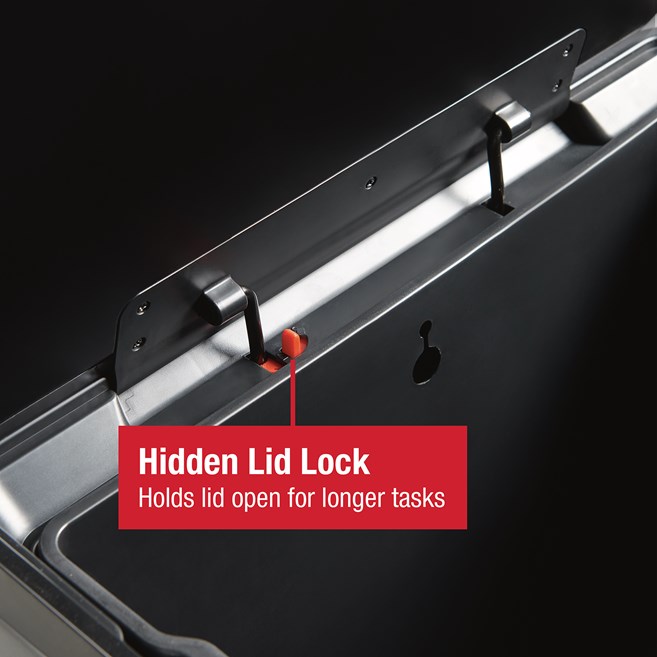 Durable 46L stainless steel step-on bin with lid lock and quiet-close technology.
Rubbermaid pedal design ensures hands-free use, reducing noise and improving hygiene.Rubbermaid design with slow-close lid, fingerprint-resistant finish, and removable liner.